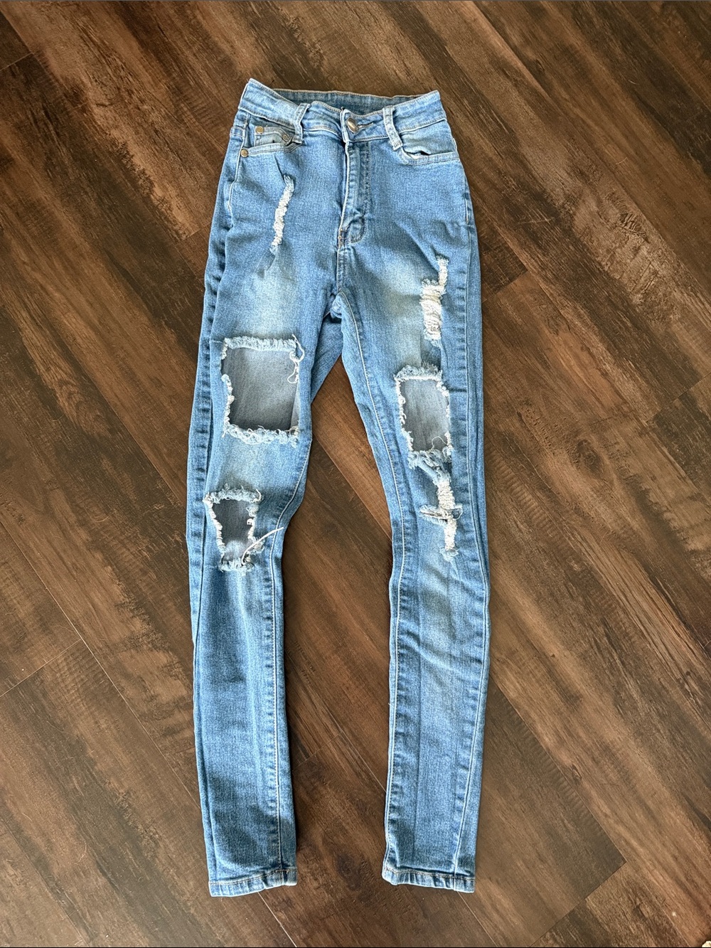 Light Blue Distressed Skinny Jeans